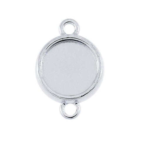 Sterling Silver 8-12mm Round Double-Sided Link Dangle Mounting, Cab (Cabochon), Earrings, Pendant, Closed Rings, Custom