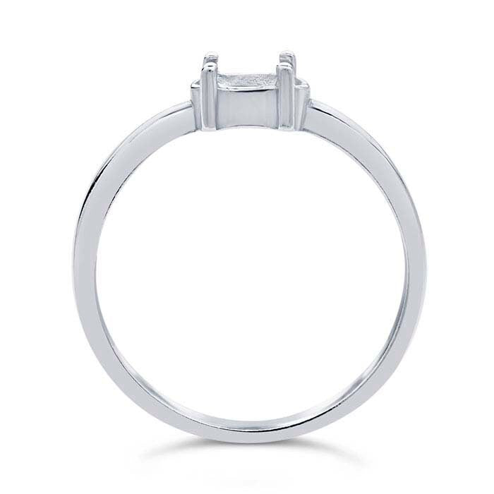 Sterling Silver Side Set Oval Ring Mounting, 6x4 to 8x6 Oval