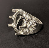 Solid Sterling Silver or 14kt Gold 12x8-20x15 Oval blank Cab (Cabochon) Men's Ring shank setting Size 9-11, 163-035/143-035
