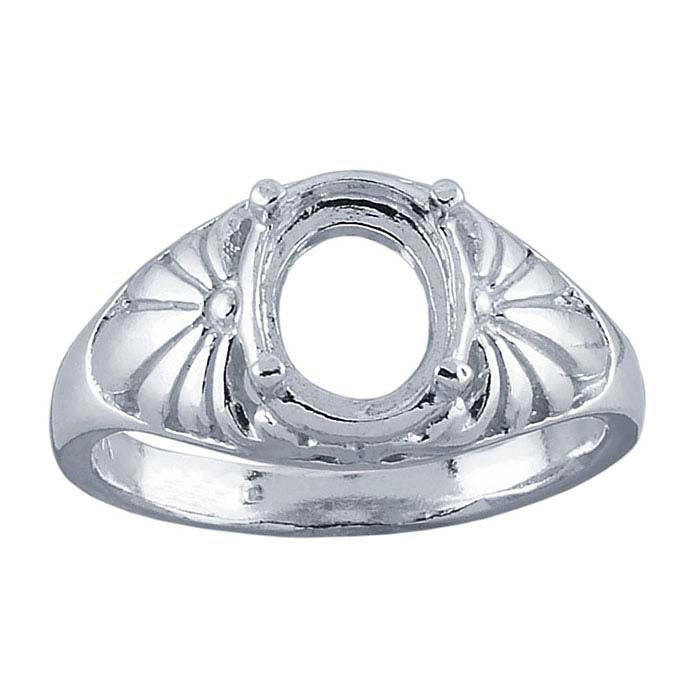 Sterling Silver 8x6 mm Oval Ring Mounting, Oval Faceted or