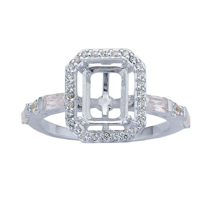 Sterling Silver x 6mm Octagon Semi-Mount Engagement Ring