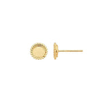 12/20 Yellow Gold-Filled  5mm-10mm Round Cabochon Beaded Post Earring Mounting, Round Cab (Cabochon) Earrings Setting