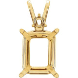 Solid Sterling Silver or 14kt White or Yellow Gold 6x4-22x16 Emerald Cut Pendant Setting with Accents, New, Made in USA 161-021/141-021