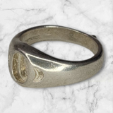 Solid Sterling Silver Inlay Oval Blank Setting, Rough Casted, DYI Jewelry, Empty Ring, Carving, Engraving, For Silversmiths, Size 6