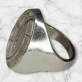 Solid Sterling Silver Inlay Oval Blank Setting, Rough Casted, DYI Jewelry, Empty Ring, Carving, Engraving, For Silversmiths, Size 8-13