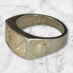 Solid Sterling Silver Inlay Retangle Blank Setting, Rough Casted, DYI Jewelry, Empty Ring, Carving, Engraving, For Silversmiths, Size 7-12