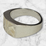 Solid Sterling Silver Inlay Retangle Blank Setting, Rough Casted, DYI Jewelry, Empty Ring, Carving, Engraving, For Silversmiths, Size 7-12