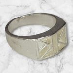 Solid Sterling Silver Inlay Retangle Blank Setting, Rough Casted, DYI Jewelry, Empty Ring, Carving, Engraving, For Silversmiths, Size 7-12