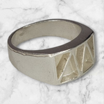 Solid Sterling Silver Inlay Retangle Blank Setting, Rough Casted, DYI Jewelry, Empty Ring, Carving, Engraving, For Silversmiths, Size 7-12