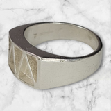 Solid Sterling Silver Inlay Retangle Blank Setting, Rough Casted, DYI Jewelry, Empty Ring, Carving, Engraving, For Silversmiths, Size 7-12