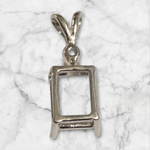 Solid Sterling Silver or 14kt White or Yellow Gold 6x4-22x16 Emerald Cut Pendant Setting with Accents, New, Made in USA 161-021/141-021