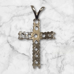 Solid Sterling Silver or 14kt Gold 11 Stone Round Cross Pendant Setting, New, Made in USA 161-735/141-735