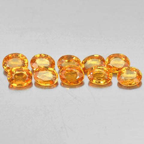2.10tcw Natural Genuine Spessartine Yellowish Orange Garnet, 4x3mm Oval, 10 pcs, VVS Eye Clean loose stone, January Birthstone