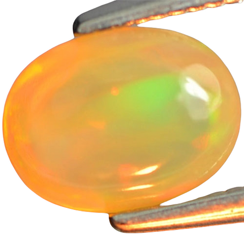 Sale!!!  UnTreated 0.42ct Natural Gem Play of Color, Multi Colored Ethiopian Opal, Yellow-Orange, 8x6mm Oval Cabochon, Translucent, Loose Stone