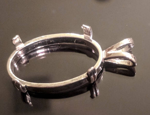 Pair Of Oval Sterling Silver 6-Prong Pre-Notched Earring Settings (5x3mm To 10x8mm Sizes)