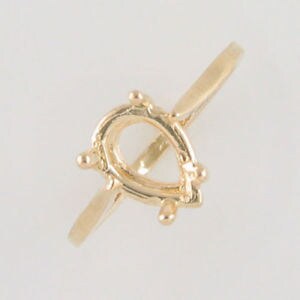 Solid 14kt Gold 7x5-20X15 Pear 4 Prong blank Ring shank setting Ring Size 5, 6, 7, 8 143-499