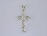 Solid Sterling Silver or 14kt White or Yellow Gold Multi Stone Marquise Cross Pendant Setting with Accent, New, Made in USA 161-737