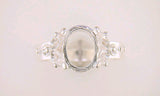 Solid Sterling Silver or 14kt Gold 10x8 or 12x10 Oval w/ 6 Accents blank Pre-Notched Ring setting Size  7  163-667/143-667