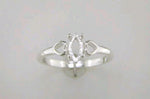 Solid Sterling Silver or 14kt Gold 6X3-10X5 Marquise Heart Pre-Notched Blank Ring Size 7 shank setting 163-509/143-509