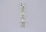 Solid Sterling Silver or Solid 14kt Gold Round 3 Stone Past Present Future Pendant Setting, Made in USA 161-755/141-755