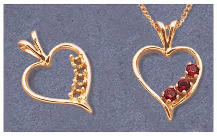 Solid Sterling Silver or 14kt Gold 2.5mm Round Fancy Heart Pendant Setting, New, Made in USA 161-243/141-243