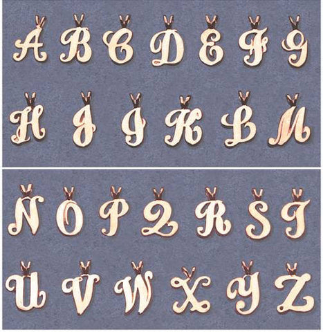 Solid Sterling Silver or  14kt Yellow or White Gold Heavy Script Initials Letters Alphabet Pendant, App 10mmx10mm, 161-299/141-299