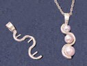 Solid Sterling Silver or Solid 14kt Gold 3 Pearl or Bead Journey Pendant Setting, New, Made in USA 161-193/141-193