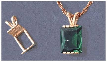 Solid Sterling Silver or 14kt Gold 8x6-16x12mm Fancy Plate-Style Emerald Pendant Setting, New, Made in USA 161-360/141-360