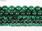 Wholesale, Natural Green with Swirls Malachite Beads 16" Strand, Top Quality 3mm-10mm