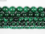 Wholesale, Natural Green with Swirls Malachite Beads 16" Strand, Top Quality 3mm-10mm