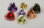 Wholesale,  Cubic Zirconia (CZ), 4-8mm Heart Cut, Pink, Yellow, Lavender, Purple, Red, Tanzanite, or Champagne Color