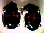 Solid Sterling Silver or Solid 14kt White or Yellow Gold 8x6-9x7 Oval Cut Natural Blood Red Garnet Earrings, VVS Eye Clean New FREE SHIPPING