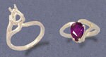 Sold Sterling Silver or 14kt Gold 9x6 Pear blank Half-Vee Ring shank setting Ring Size 7 163-424/143-424