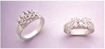 Solid Sterling Silver or 14kt Gold Ten Stone Step Cluster Pre-Notched Blank Ring, 3mm Round Sz 7, setting 163-426/143-426