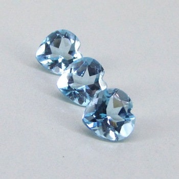 Wholesale, Natural African Sky Blue Topaz, 6, 7, 8, 9, 10, and 11mm Heart Cut, VVS Eye Clean, Loose Stone