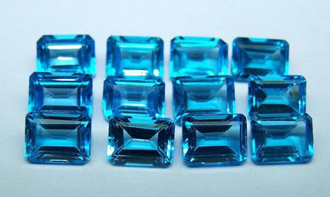 Wholesale, Natural African Swiss Blue Topaz, 5x3, 6x4, 7x5, 8x6, 9x7, or 10x8mm Emerald Cut, VVS Eye Clean, Loose Stone