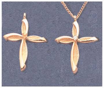 Solid Sterling Silver or 14kt Gold Round Cross Drop Pendant Setting, New, Made in USA 161-731/141-731
