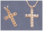 Solid Sterling Silver or 14kt Gold 11 Stone Round Cross Pendant Setting, New, Made in USA 161-735/141-735