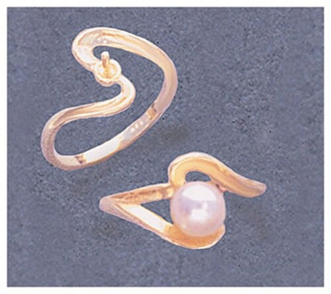 Solid Sterling Silver or Solid 14kt Gold 4-8mm Half Drilled Pearl Blank Ring Size 5-8 shank setting 163-800/143-800