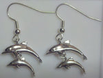 NEW Solid Sterling Silver 3D Dolphin Dangle Earrings, Medium and Small Dolphin, Dolphin Jewelry, Beach Earrings, Ocean Earrings, 265-408