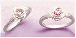 Solid Sterling Silver or 14kt Gold 3mm Rd Petite Rose w/ Leaves Birthstone Pre-Notched Blank Ring Sz 4-7 setting 163-875-0300/143-875-0300