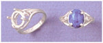 Solid Sterling Silver or 14kt Gold 8x6-12x10 Oval blank Cab (Cabochon) Tri-Swirl Ring setting Size 7, 163-533/143-533