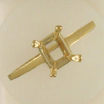 Solid 14kt Gold 6X4, 7x5, 8X6 Emerald Cut Pre-Notched Blank Ring Size 5, 6, 7, or 8 shank setting 143-272