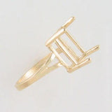 Solid 14kt Gold 9x7-16X12 Emerald Cut Pre-Notched Blank Ring Size 5, 6, 7 or 8 shank setting 143-472