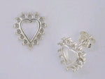 Solid Sterling Silver or 14kt Gold 1 Set (2 pieces) Heart with Accents Earrings Setting, New, Made in USA 162-039/142-039