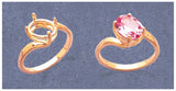 Solid Sterling Silver or 14kt Gold 9X7 or 10X8 Oval blank Twist Ring shank setting Sizes 6-8 163-515/143-515