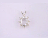 Solid Sterling Silver or 14kt Gold 5x3-10X8mm Oval Cluster Pendant Setting with Accent, New, Made in USA 161-550/141-550