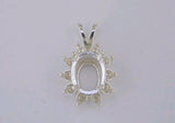Solid Sterling Silver or 14kt Gold 5x3-10X8mm Oval Cluster Pendant Setting with Accent, New, Made in USA 161-550/141-550