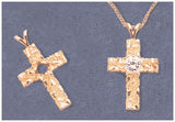 Solid Sterling Silver or 14kt Gold 3-6mm Round Nugget Cross Pendant Setting, New, Made in USA 161-739/141-739