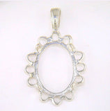 Solid Sterling Silver or 14kt Gold 18x13-30x22 Oval Cameo Cab (Cabachon) Pendant, New, Made in USA 161-659/141-659